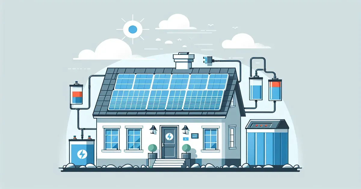 Schema di un impianto fotovoltaico domestico con batteria di accumulo e flussi di energia